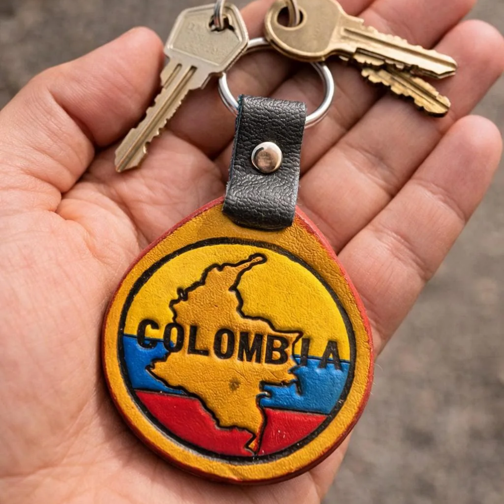 Colombia Map – Leather Keychain