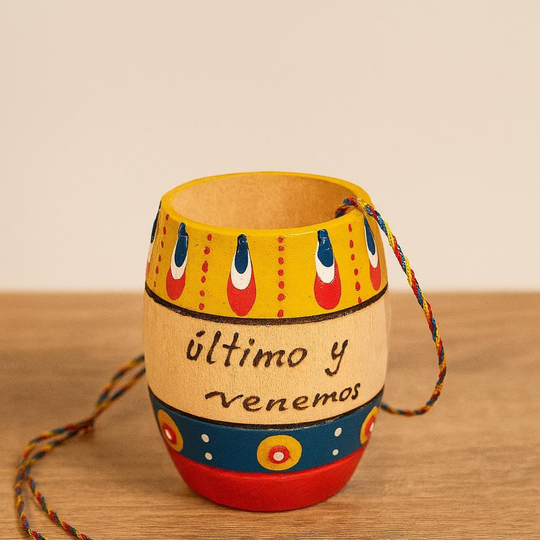 Handmade Colombian Wooden Shot Glass | Hand-Painted Bar Decor