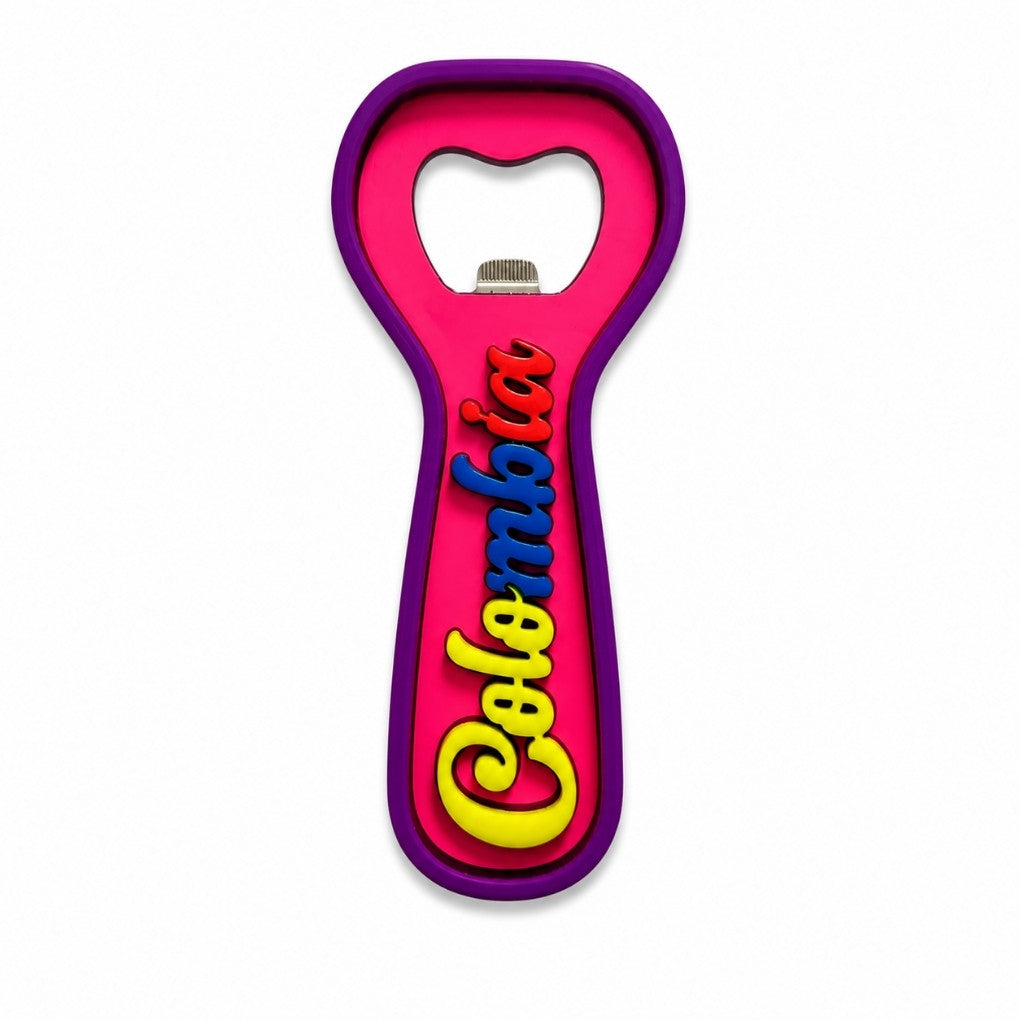 Handmade Fluorescent Colombia Bottle Opener – Magnetic Fridge Magnet