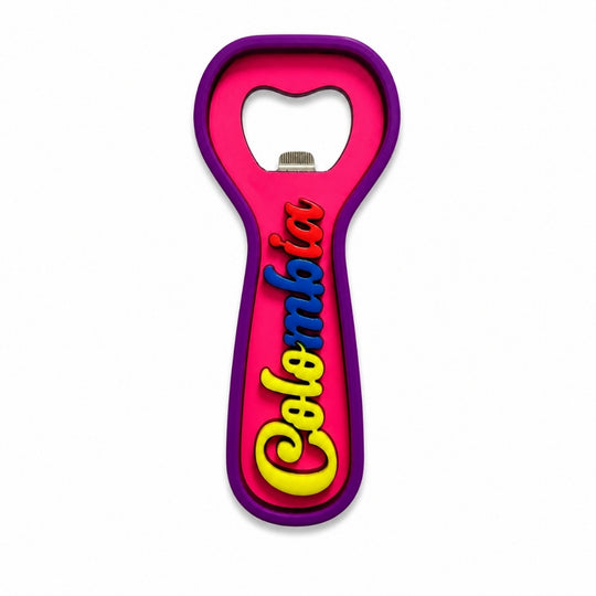 Handmade Fluorescent Colombia Bottle Opener – Magnetic Fridge Magnet