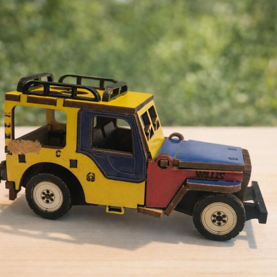 Large Handmade Colombian Willys Jeep Artisan Coffee Region Display Decor