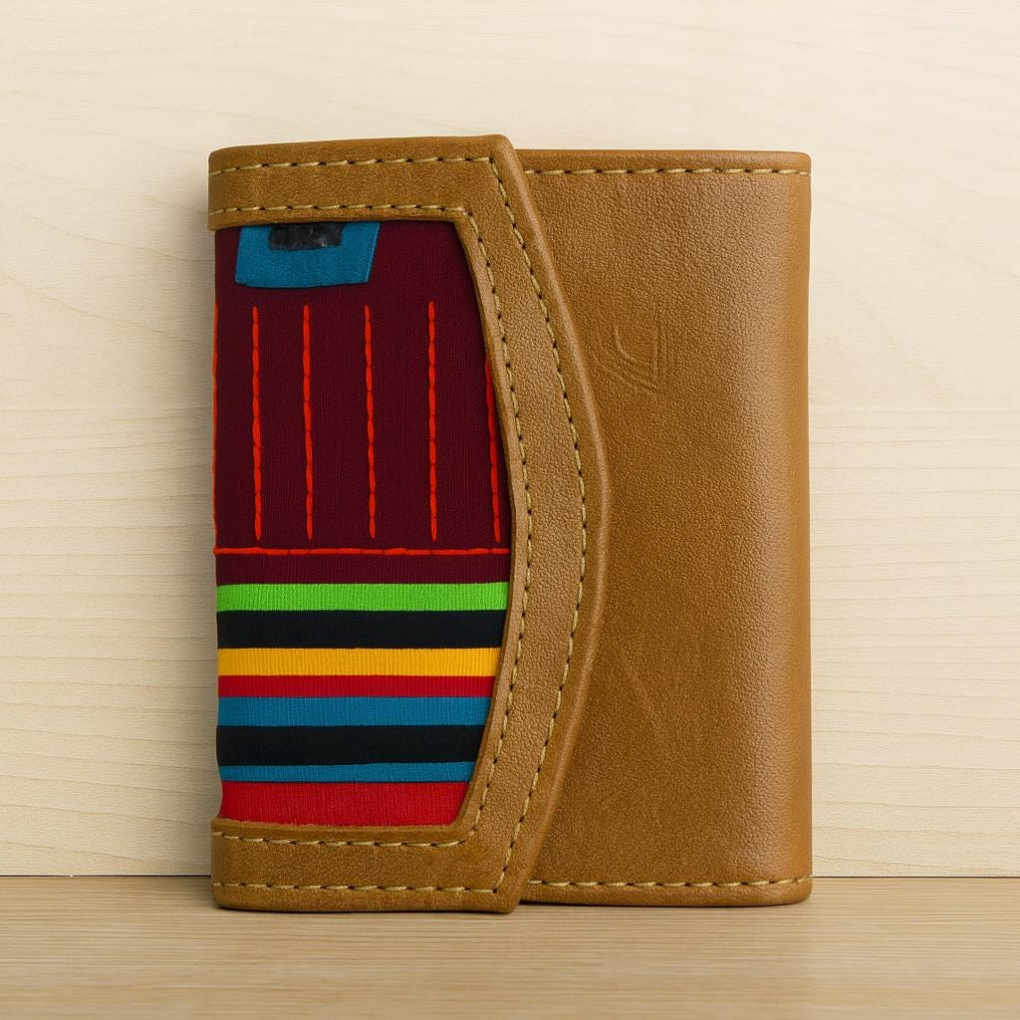 Vibrant Handmade Leather Mola Wallet – Authentic Colombian Art | Magnetic Closure, Zipper Pocket &amp; Compact Design