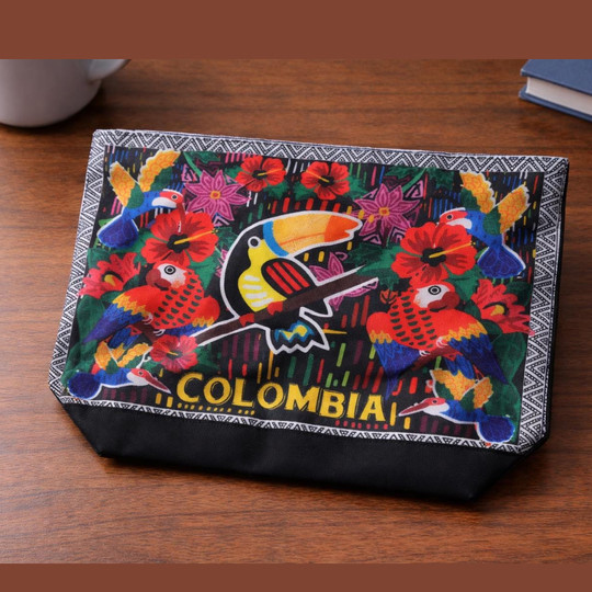 Handmade Colombian Canvas Tote Bag • Cultural Owl &amp; Toucan Design