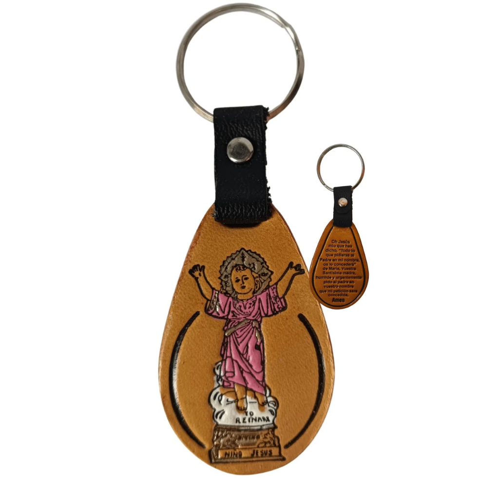 Handmade Leather Catholic Keychain – Religious Gift, Colombian Artisan