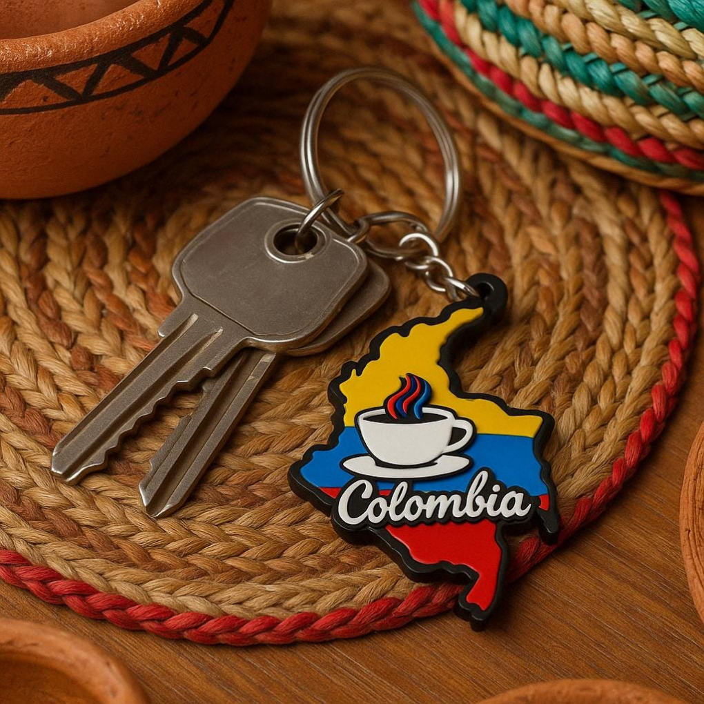 Colombia Map Keychain – Handmade Colombian Souvenir, Colorful Flag Keyring, Fair Trade Gift, Travel Keepsake
