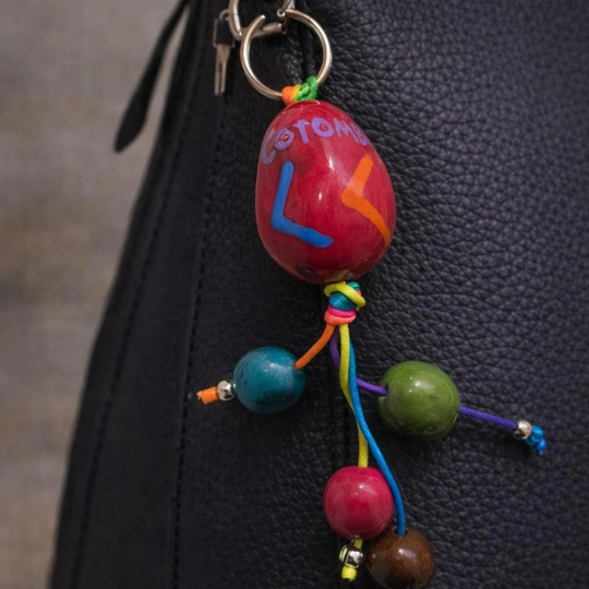Hand-Painted Tagua Nut Keychain – Sustainable Colombian Gift