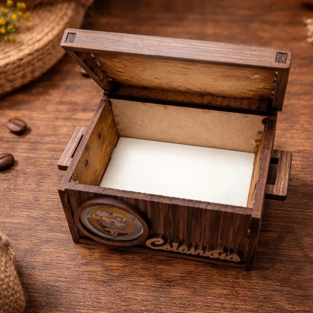Handcrafted Colombian Wooden Jewelry Box  Artisan Coffee Folk Decor
