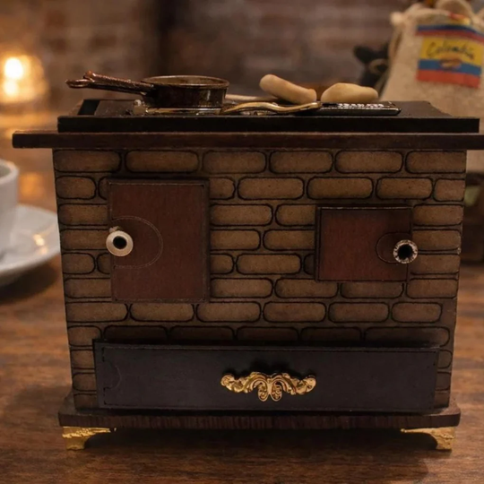 Handmade Miniature Vintage Kitchen Stove| Rustic Wooden Dollhouse Decor