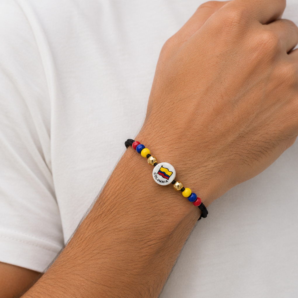 Handmade Colombian Charm Bracelet | Adjustable Friendship Bracelet | Colombia Symbol Collection