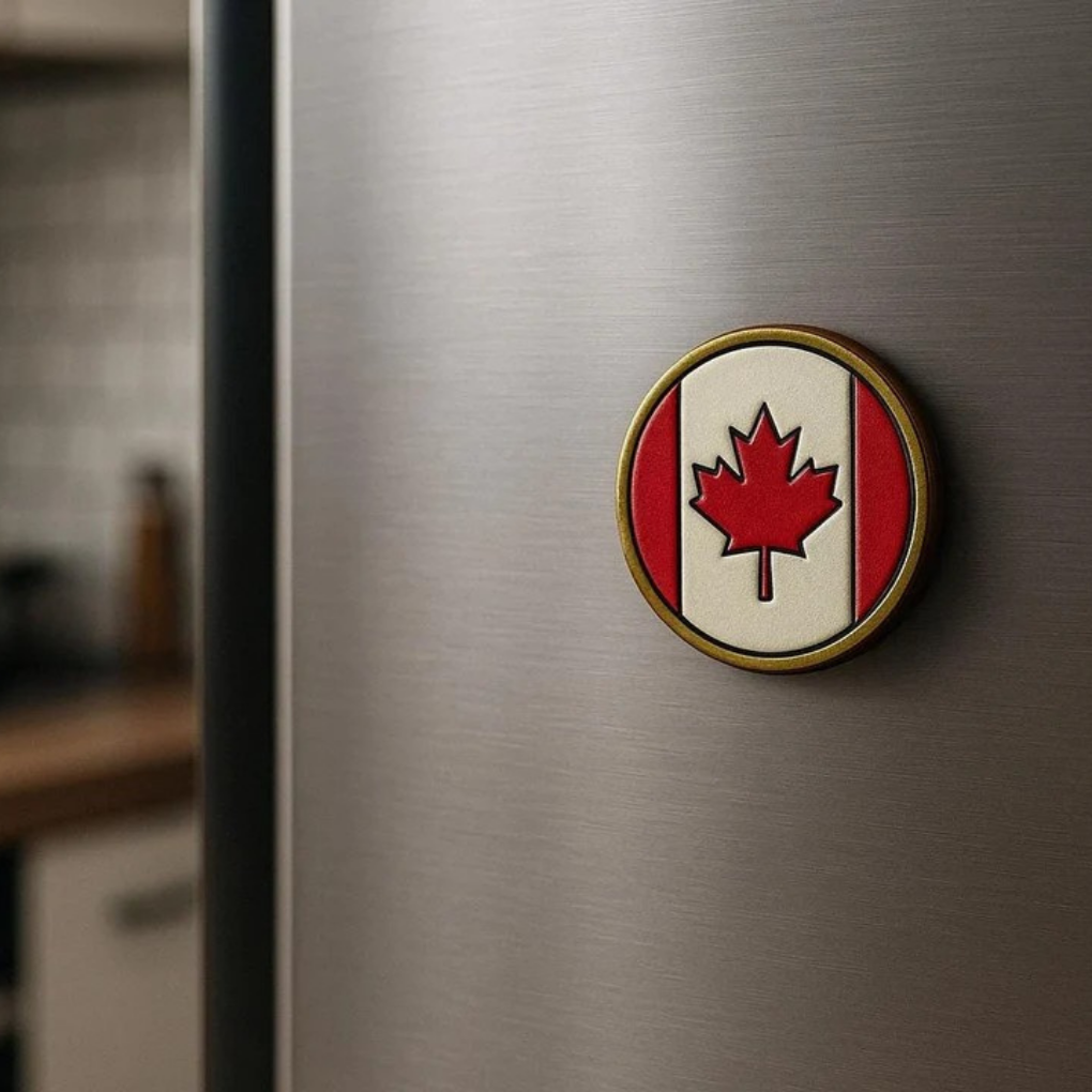 Handmade Leather “Oh Canada” Set – Keychain + Magnet Combo