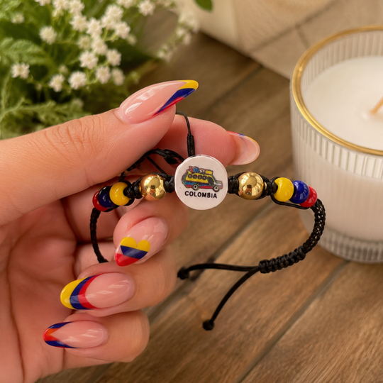 Handmade Colombian Charm Bracelet | Adjustable Friendship Bracelet | Colombia Symbol Collection