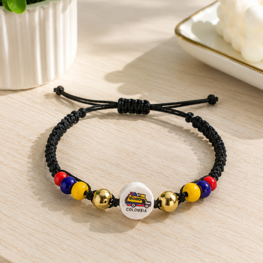 Handmade Colombian Charm Bracelet | Adjustable Friendship Bracelet | Colombia Symbol Collection