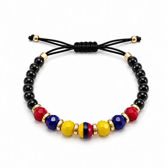 Handmade Colombian Flag Bracelet | Adjustable Beaded Bracelet | Colombia Souvenir Jewelry