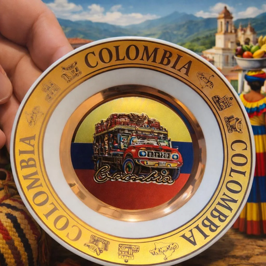 Handmade Colombian Chiva Porcelain Decorative Plate | Cultural Home Decor