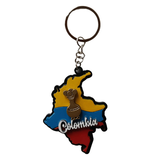Colombia Map Keychain – Handmade Colombian Souvenir, Colorful Flag Keyring, Fair Trade Gift, Travel Keepsake
