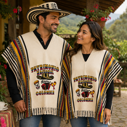 Colombian Paisa Poncho | National Heritage Edition | Handmade Colombian Ruana | Unisex Traditional Cape