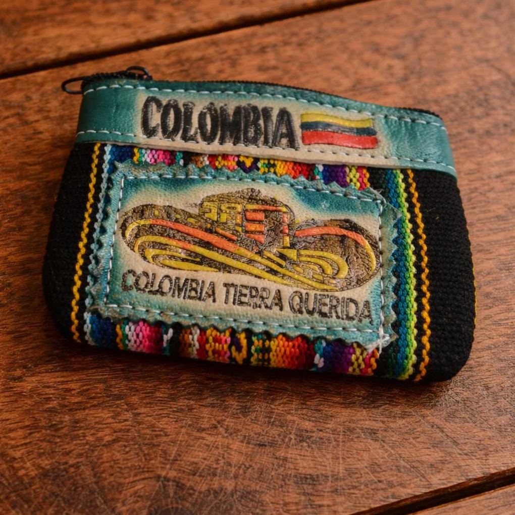 Handmade Colombian Leather &amp; Textile Card Holder | Small Women’s Coin Purse, Cultural Wallet Gift