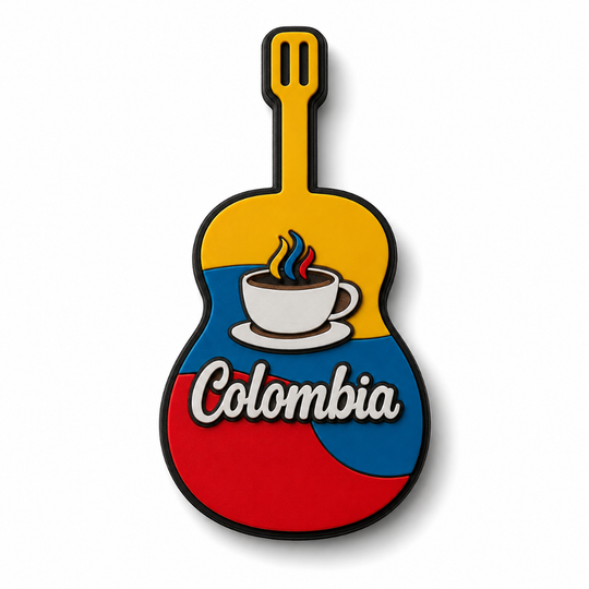 Handmade Colombian Guitar Fridge Magnet – Artisan MDF Souvenir Collection
