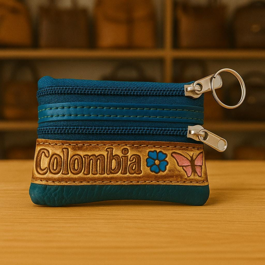 Handmade Colombian Leather Coin Purse – Artisan Painted Mini Wallet