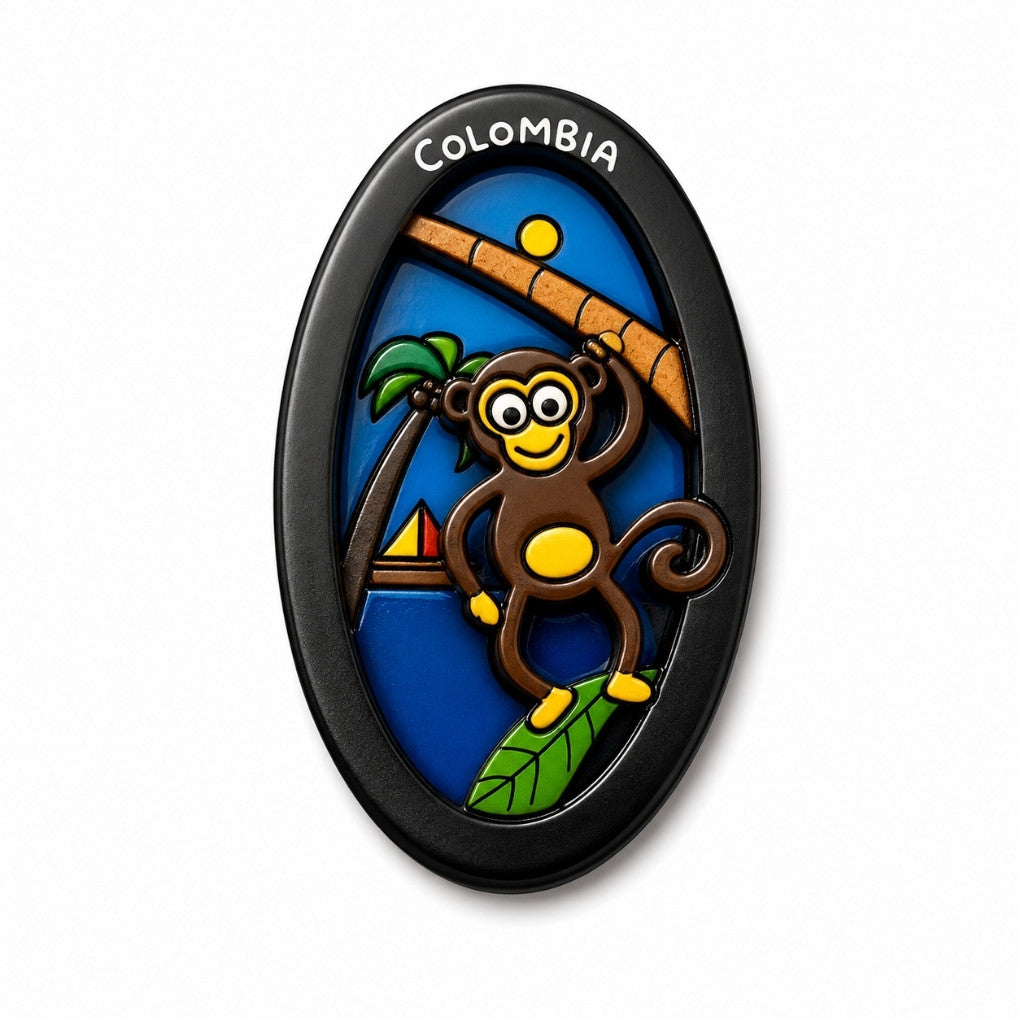 3D Colombian Refrigerator Magnet | Handmade Wood Fridge Decor Co024
