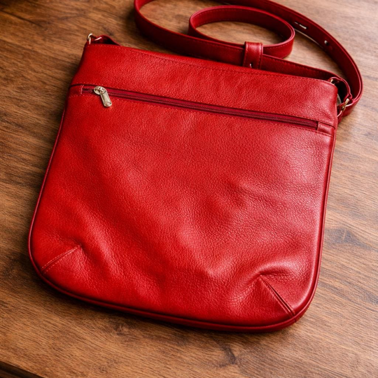 Handmade Leather &amp; Mola Crossbody Bag