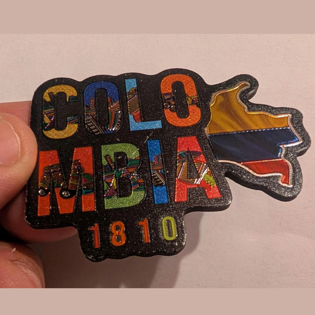 Colombia Reflective Magnet – Shiny Adhesive Fridge Magnet with Colombian Flag