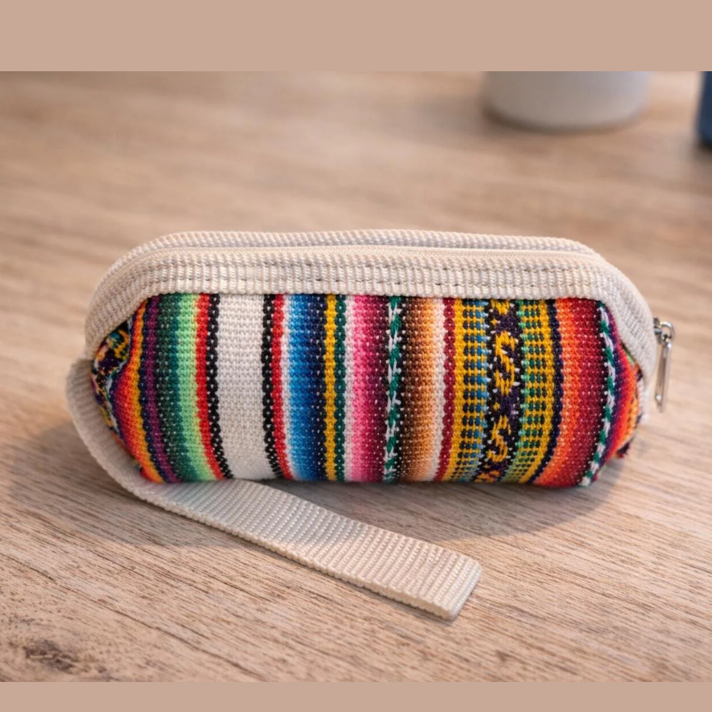 Handmade Colombian Textile Coin Pouch | Colorful Women’s Fabric Zipper Wallet, Latin Artisan Gift