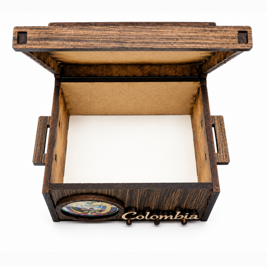 Handcrafted Colombian Wooden Jewelry Box  Artisan Coffee Folk Decor