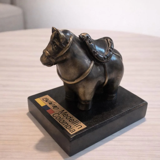 Handmade Botero-Style Mini Sculpture | Colombian Folk-Art Figurine on Wooden Base | Artisan Decorative Collectible
