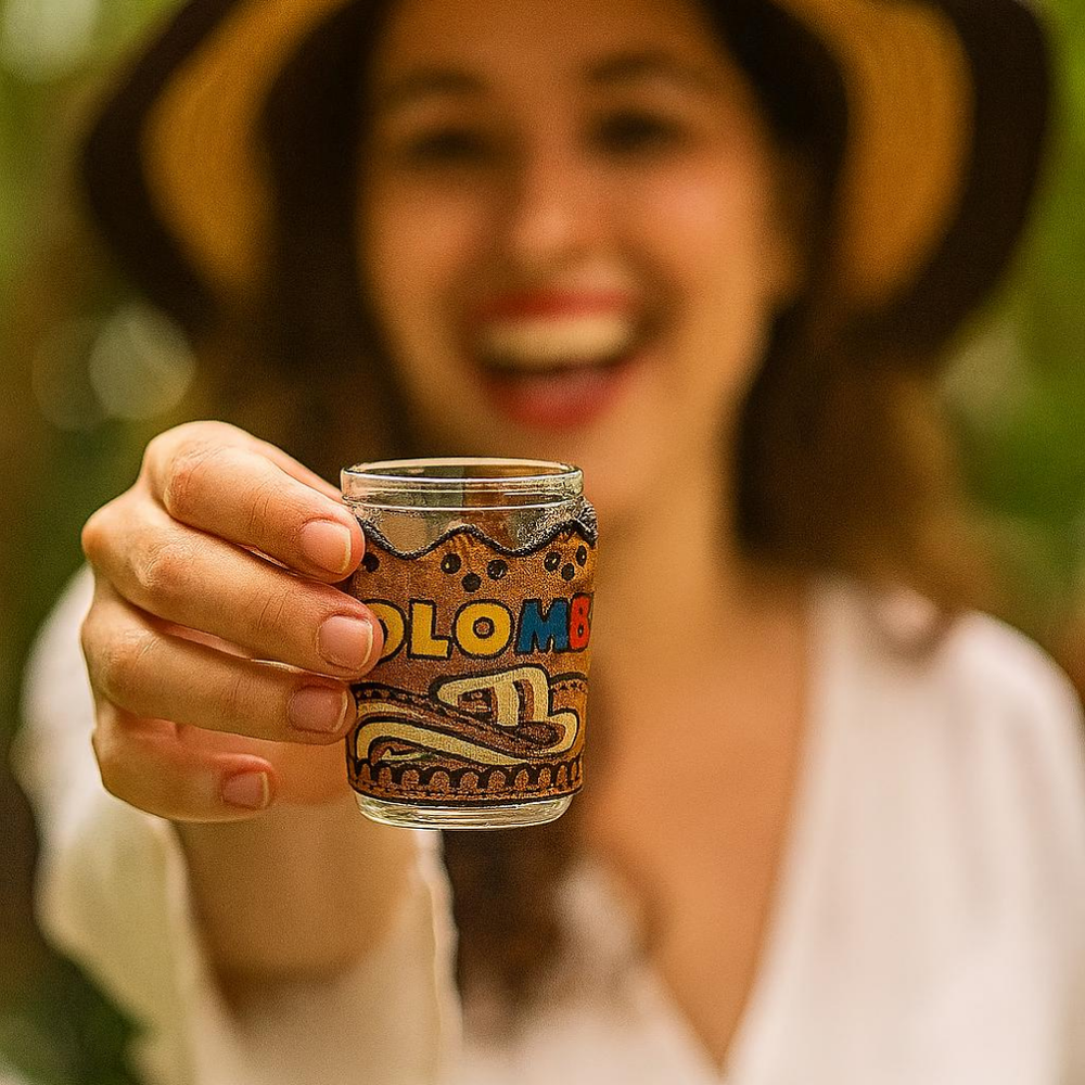 Handcrafted Leather Aguardiente Shot Glass Set – Colombian Barware Gift