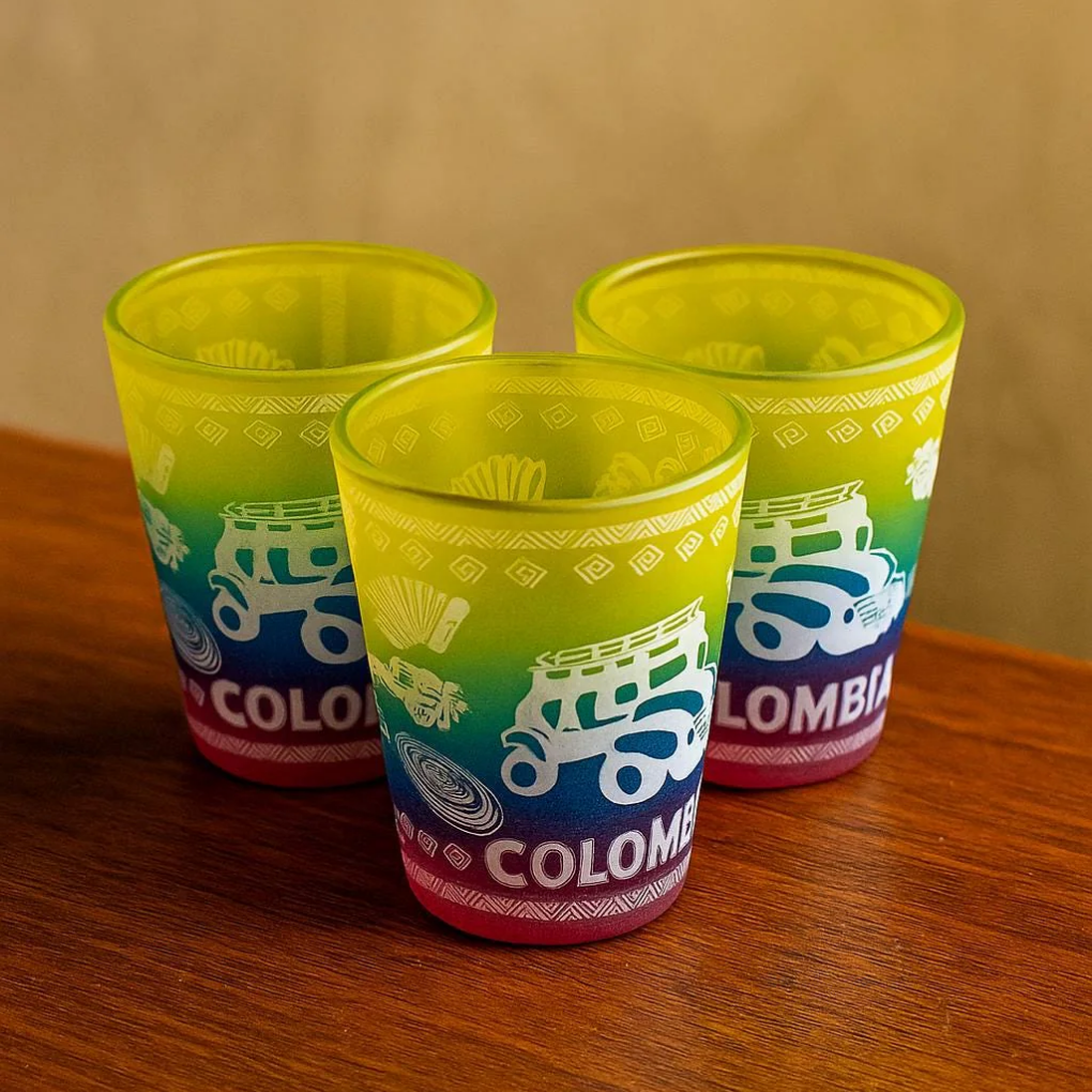 Hand-Painted Colombian Shot Glass – Unbreakable Fiesta Party Souvenir