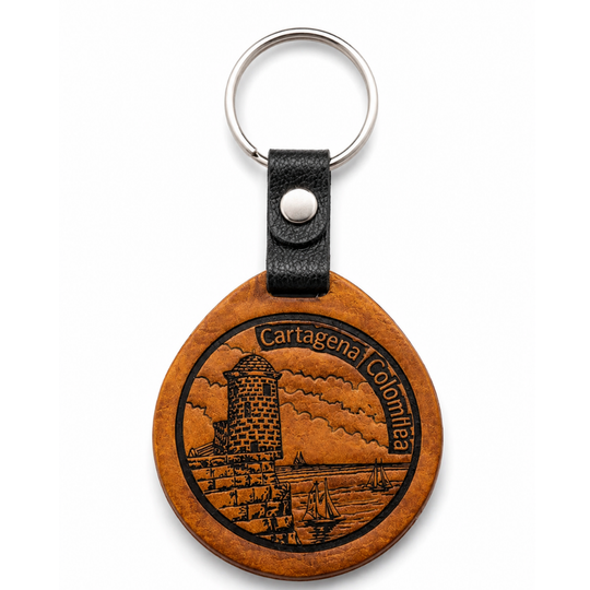 Handmade Leather Keychain – Cartagena de Indias Souvenir