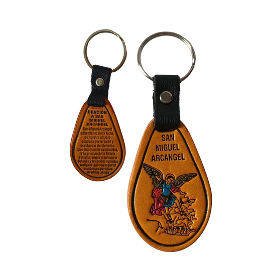 Handmade Leather Catholic Keychain – Religious Gift, Colombian Artisan