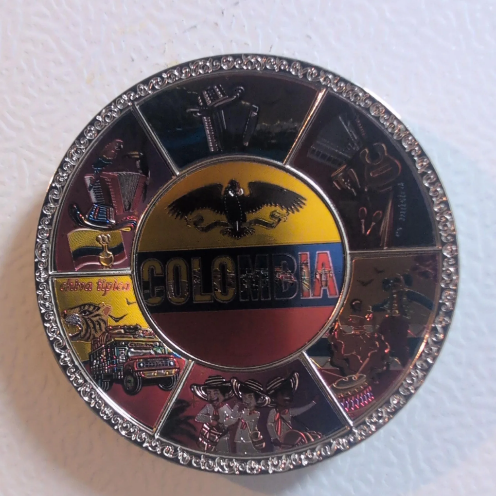Handmade Colombian Porcelain Plate Magnet  | Colorful Cultural Fridge Decor