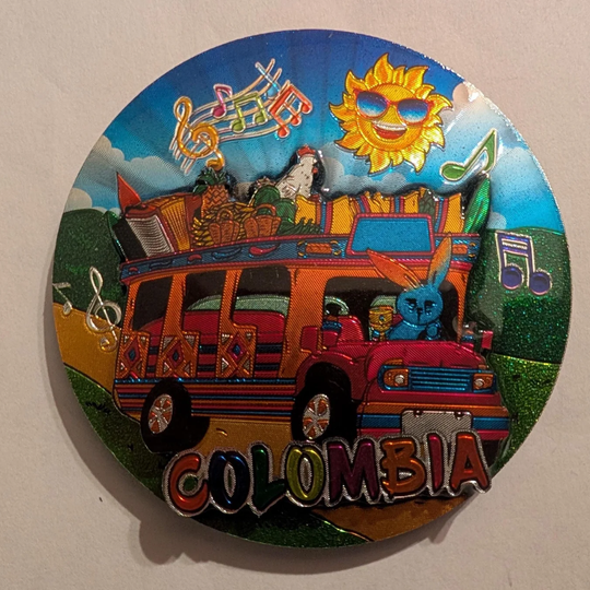 Colombia 3D Magnet – Handmade MDF Fridge Magnet with Accordion, Drums &amp; Sombrero Vueltiao
