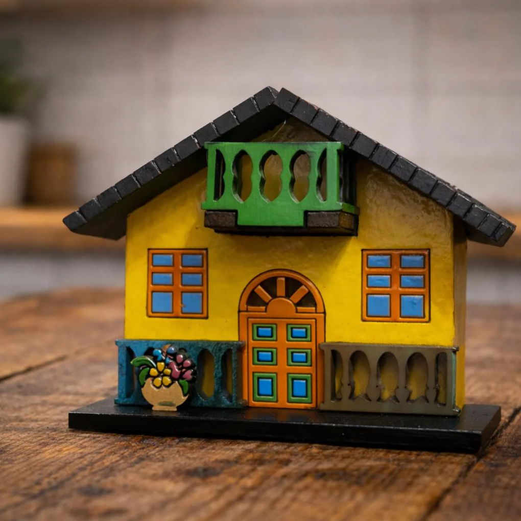 Handmade Colombian Colonial House Magnet – Colorful 3D Wooden Fridge Souvenir