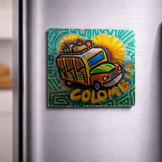 Colombia Gold Map Magnet – Metallic Fridge Magnet with Flag Colors