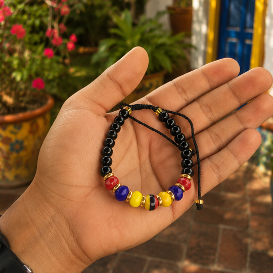 Handmade Colombian Flag Bracelet | Adjustable Beaded Bracelet | Colombia Souvenir Jewelry
