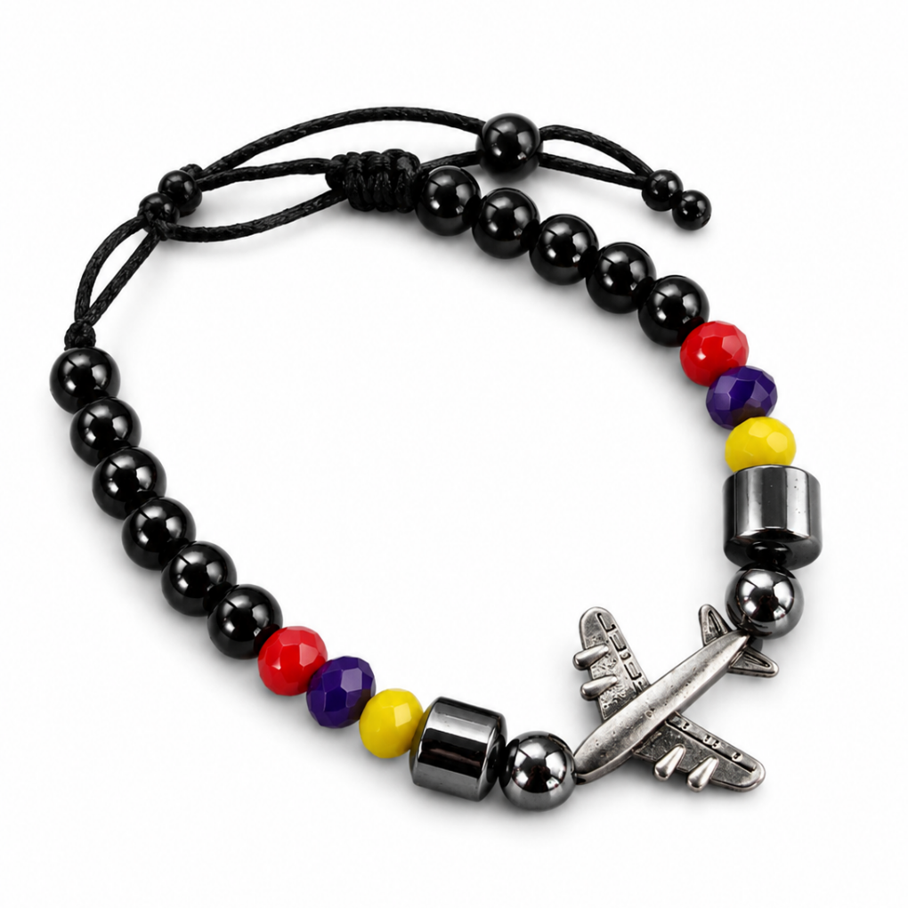 Handmade Airplane Bracelet | Colombian Flag Adjustable Bracelet | Travel &amp; Aviation Gift
