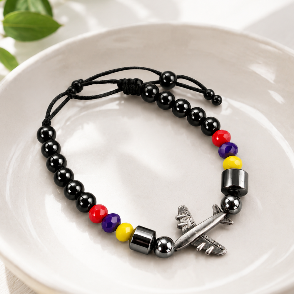 Handmade Airplane Bracelet | Colombian Flag Adjustable Bracelet | Travel & Aviation Gift