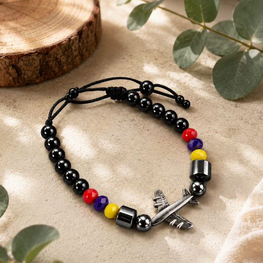 Handmade Airplane Bracelet | Colombian Flag Adjustable Bracelet | Travel &amp; Aviation Gift