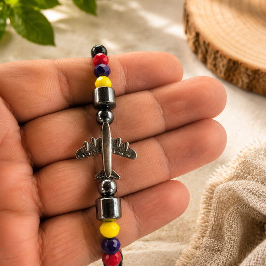 Handmade Airplane Bracelet | Colombian Flag Adjustable Bracelet | Travel &amp; Aviation Gift