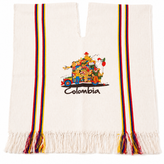 Colombian Kids Poncho | Traditional Ruana for Children | Hispanic Heritage Costume | Cultural Outfit Colombia