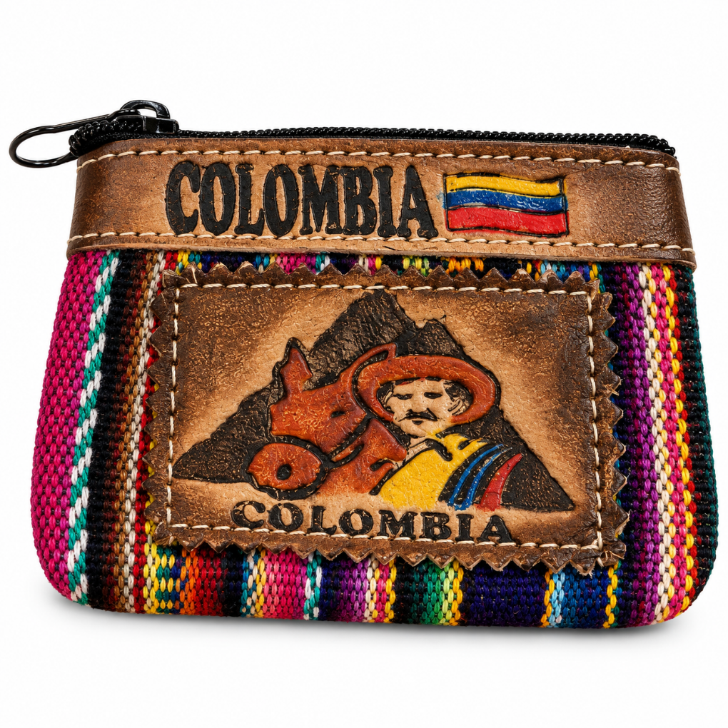 Colombian mule rider woven coin purse souvenir wallet