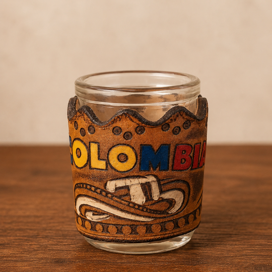 Handcrafted Leather Aguardiente Shot Glass Set – Colombian Barware Gift