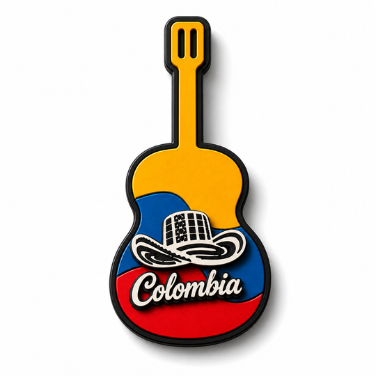 Handmade Colombian Guitar Fridge Magnet – Artisan MDF Souvenir Collection