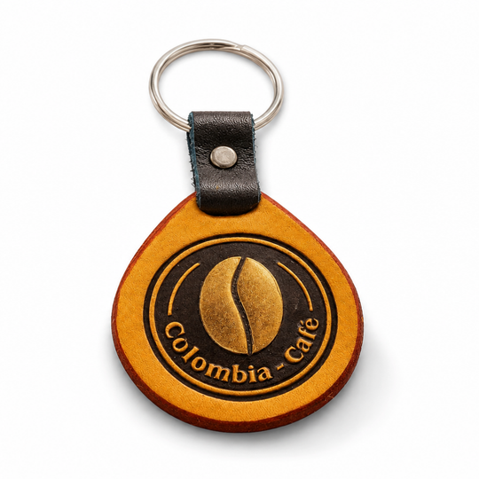 Colombian Coffee Leather Keychain