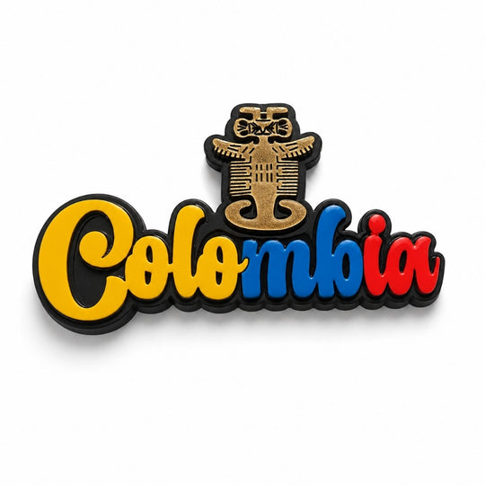Handmade Colombia Fridge Magnet | Colombian Souvenir with Coffee &amp; Pre-Columbian Symbols