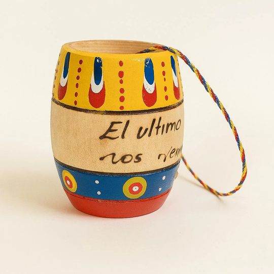 Handmade Colombian Wooden Shot Glass | Hand-Painted Bar Decor