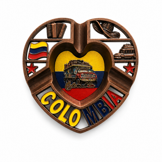 Handcrafted Colombian Heart Ashtray Magnet Metal Folk Decor with National Colors